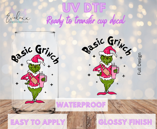 Basic Grinch UV DTF Cup Decal