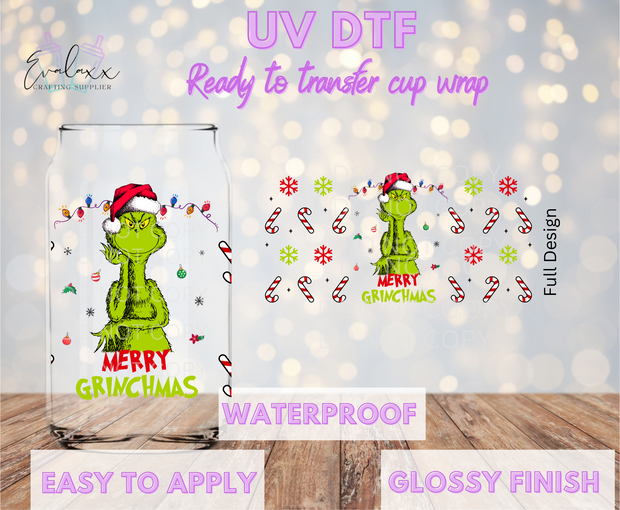 Green Who Merry Grinchmas UV DTF Cup Wrap