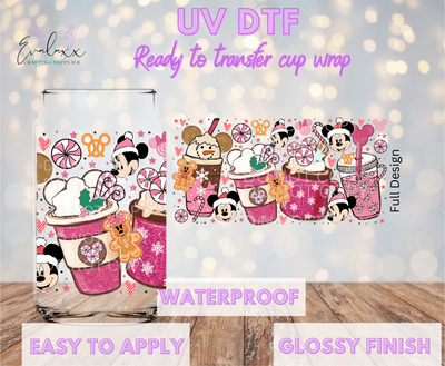 Mouse Pink Coffee UV DTF Cup Wrap