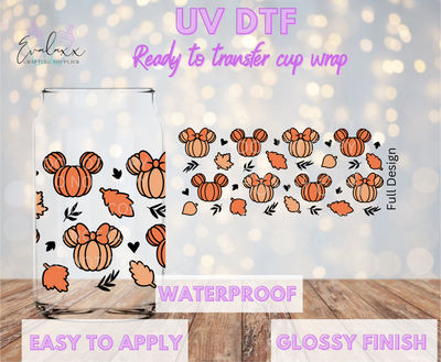 Fall Mouse Pumpkin UV DTF Cup Wrap