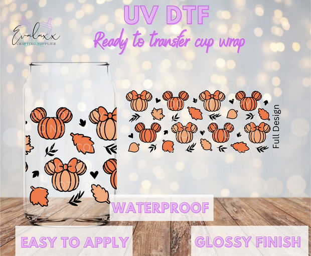 Fall Mouse Pumpkin UV DTF Cup Wrap