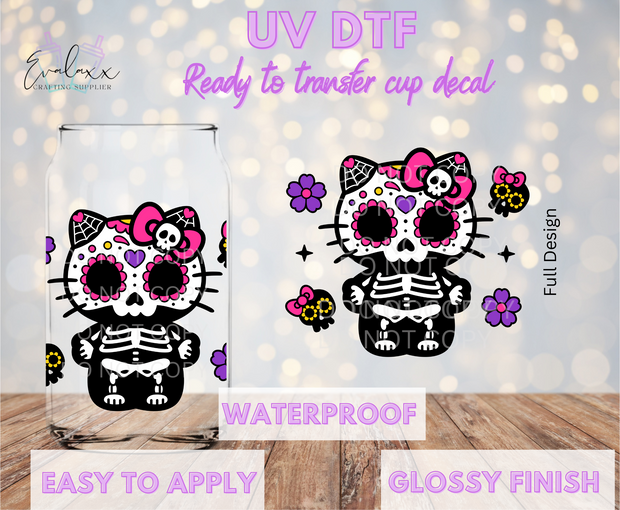 Kitty Day of the dead UV DTF Cup Decal