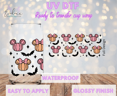 Pink Mouse Pumpkin  UV DTF Cup Wrap