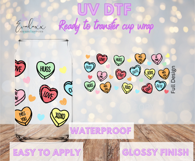 Candy Hearts UV DTF Cup Wrap