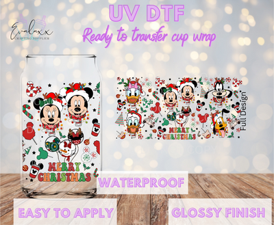 Mouse Merry Christmas UV DTF Cup Wrap