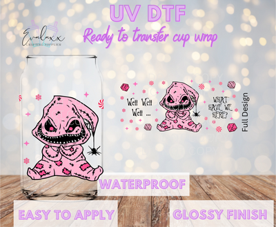 Pink Oogie Well Well Well... UV DTF Cup Wrap