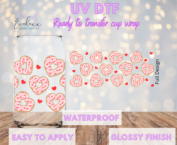 Donuts Hearts UV DTF Cup Wrap