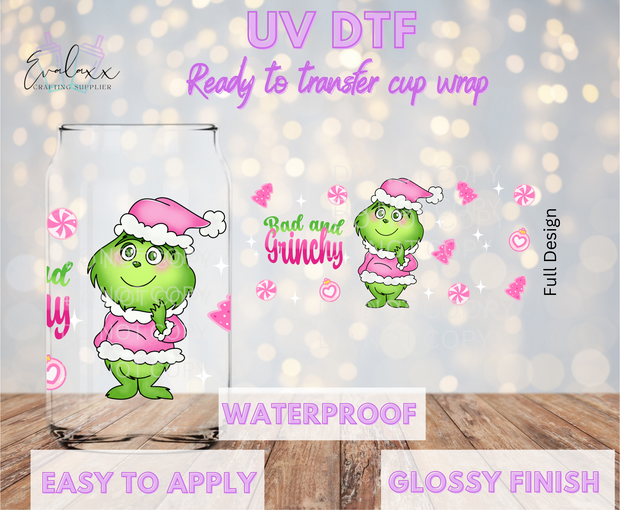 Bad and Grinchy UV DTF Cup Wrap