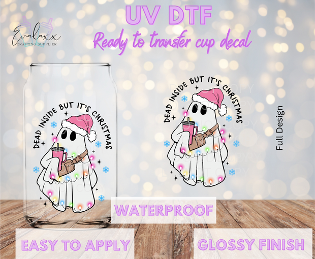 Dead Inside but it’s Christmas UV DTF Cup Decal