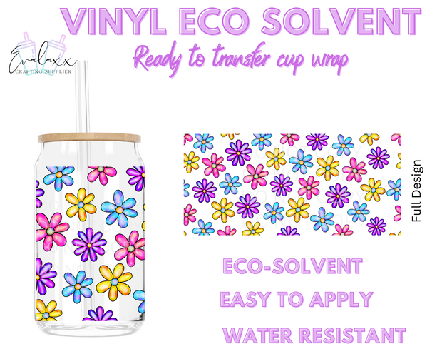 Colorful Flowers Vinyl Can Wrap