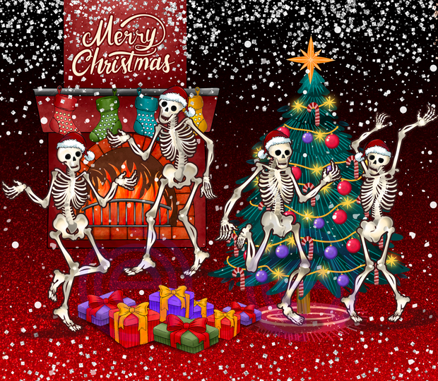 Skeleton Dancing Merry Christmas