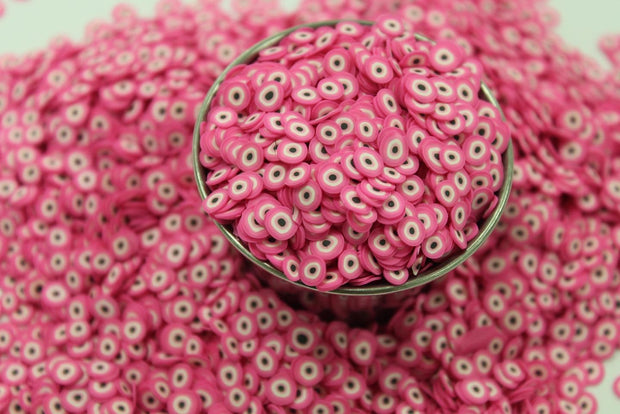 Pink Evil Eye Polymer Clay Slices 1oz