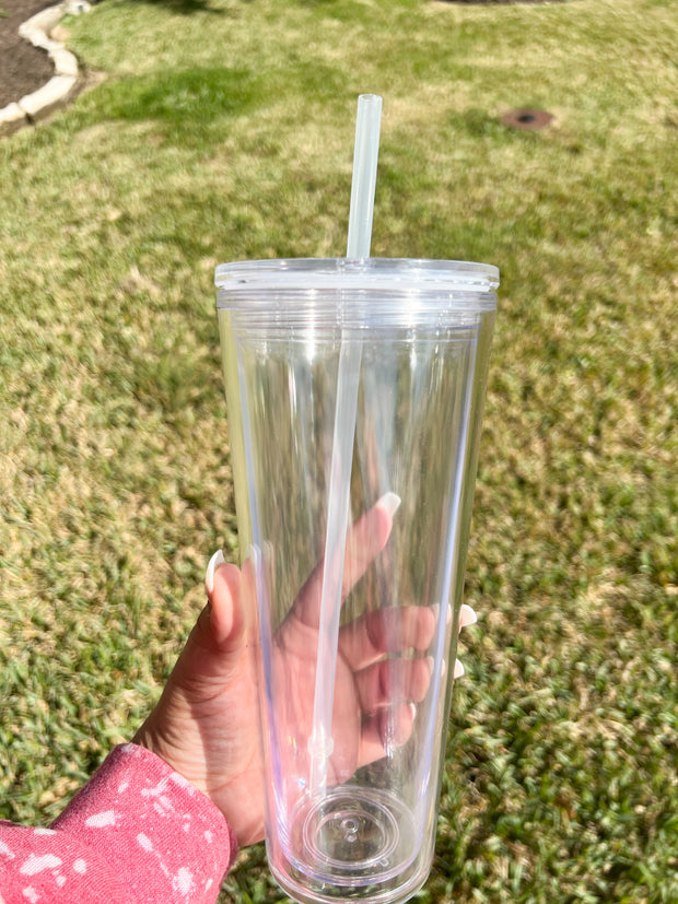 24oz Clear Lid Double Wall Tumbler Dupe